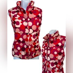 Vintage Moncler Pink Red Polka Dot Retro Boho Down Puffer Vest Womens 3 / XL